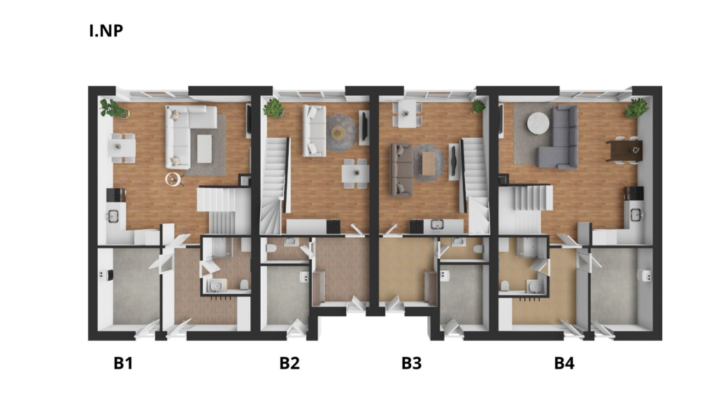 Půdorys budovy B, 1. np