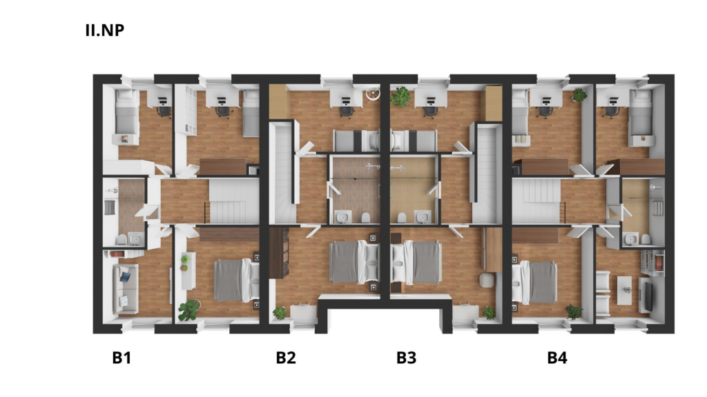 Půdorys budovy B, 2. np